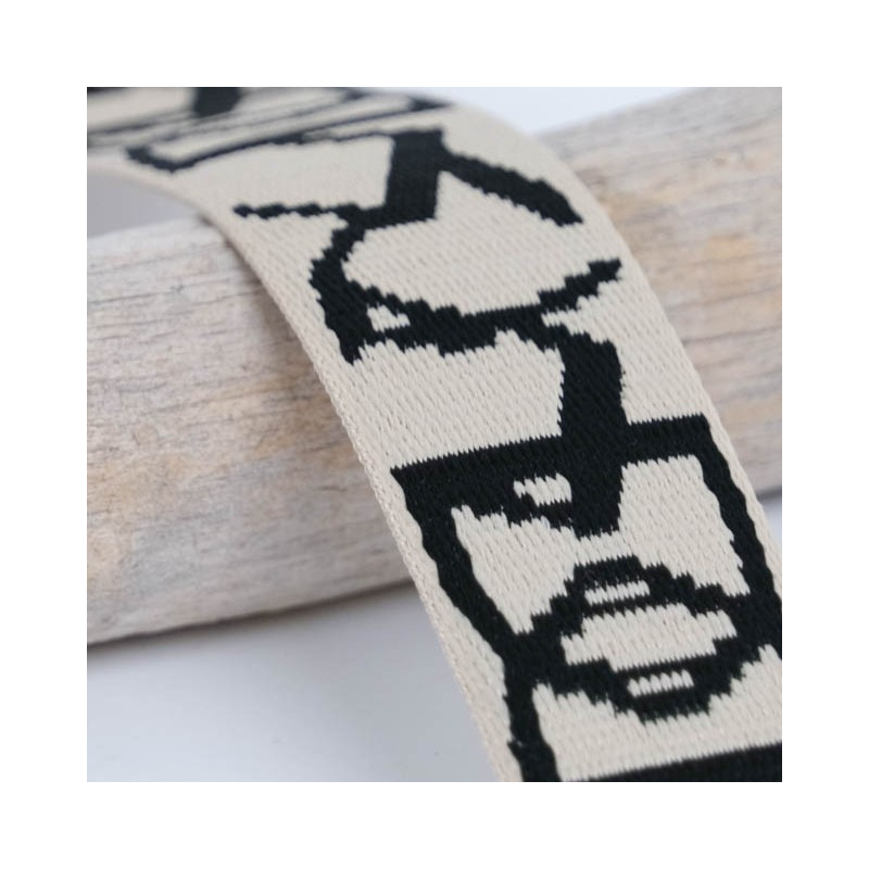 Sangle Jacquard Dmotivé 38MM Ecru Noir - Maison Klem