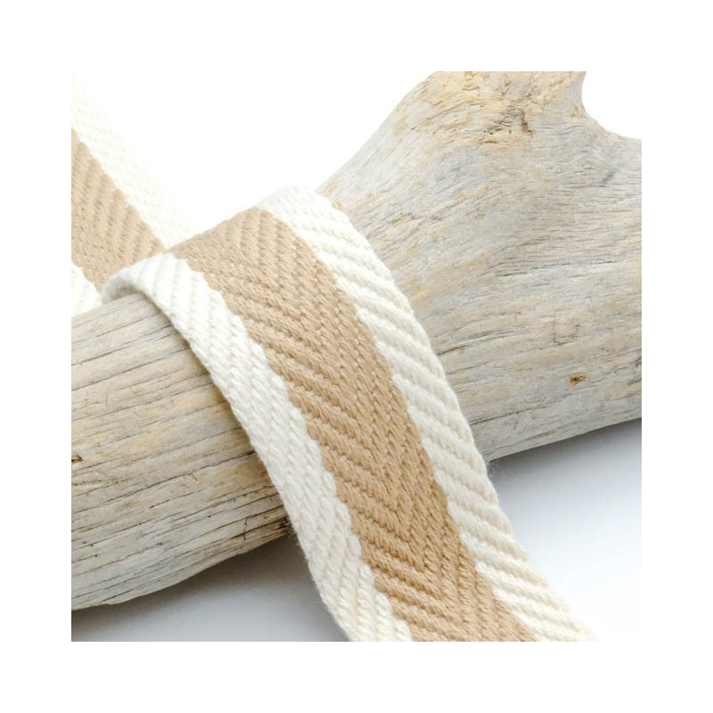 Sangle Chevron Bicolore 30MM Lin Ecru - Maison Klem