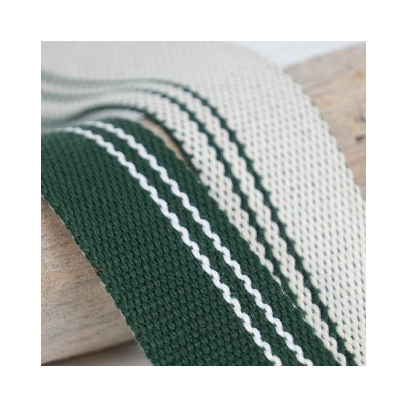 Sangle Bicolore Double Face 30MM Vert Blanc - Maison Klem