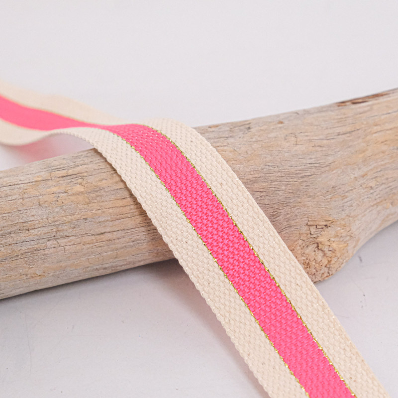 Sangle Coton Lurex Bicolore Rose Fluo - Maison Klem