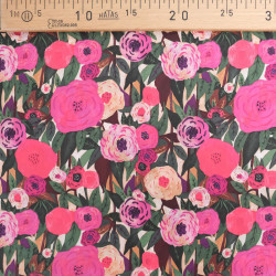Popeline de Coton Imprimé Fleuri Rose Romantique - Maison Klem