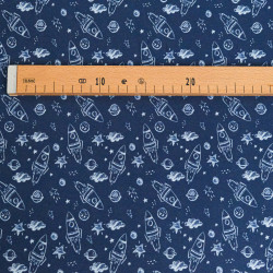 Jersey de Coton Imprimé Spatial Fond Bleu - Maison Klem