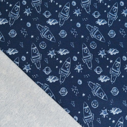 Jersey de Coton Imprimé Spatial Fond Bleu - Maison Klem
