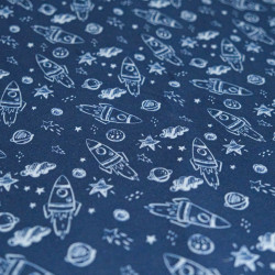 Jersey de Coton Imprimé Spatial Fond Bleu - Maison Klem