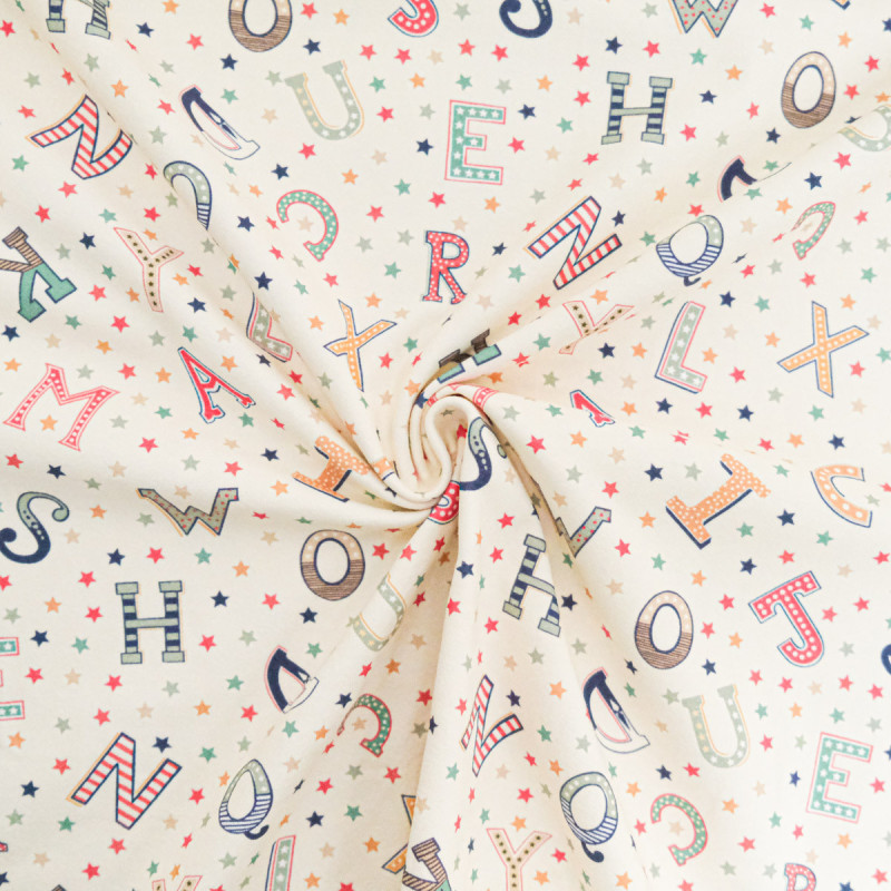 Jersey de Coton Imprimé Alphabet  - Maison Klem