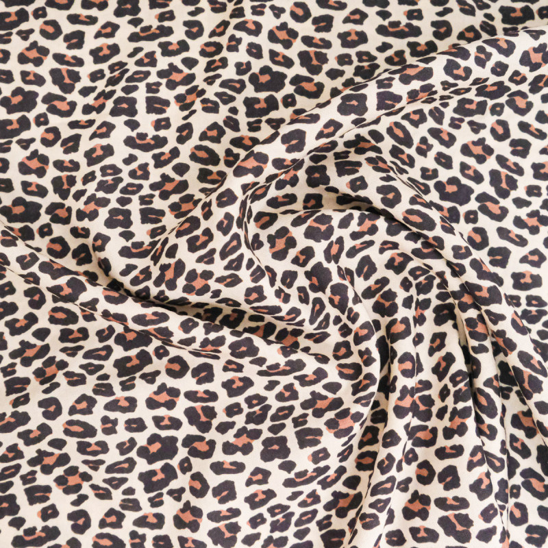 Viscose Imprimé Léopard Fauve - Maison Klem