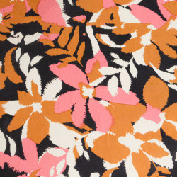 Popeline de Viscose Imprimée Alessia Rose Camel - Maison Klem