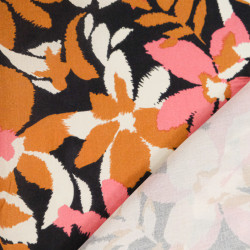 Popeline de Viscose Imprimée Alessia Rose Camel - Maison Klem