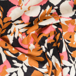 Popeline de Viscose Imprimée Alessia Rose Camel - Maison Klem