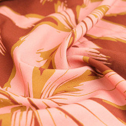 Popeline de Viscose Imprimée Anita Marsala Cacao - Maison Klem