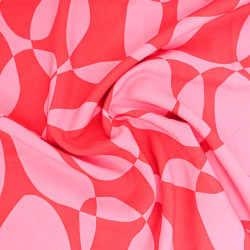 Popeline de Viscose Imprimée Petula Rose Rouge - Maison Klem