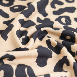 Popeline de Viscose Imprimée Savane Fond Camel - Maison Klem