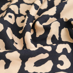 Popeline de Viscose Imprimée Savane Fond Noir - Maison Klem