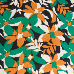 Popeline de Viscose Imprimée Alessia Vert Camel - Maison Klem