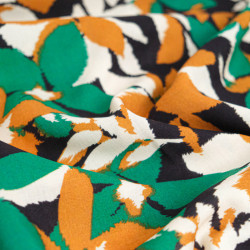 Popeline de Viscose Imprimée Alessia Vert Camel - Maison Klem