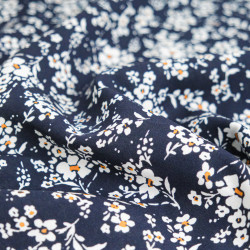 Popeline de Viscose Imprimée Eloise Marine Camel - Maison Klem