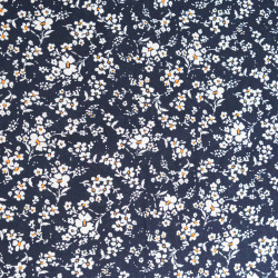 Popeline de Viscose Imprimée Eloise Marine Camel - Maison Klem