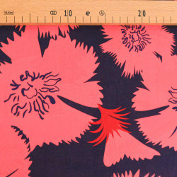 Popeline de Viscose Imprimée Dana Rouge Marine - Maison Klem