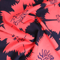 Popeline de Viscose Imprimée Dana Rouge Marine - Maison Klem