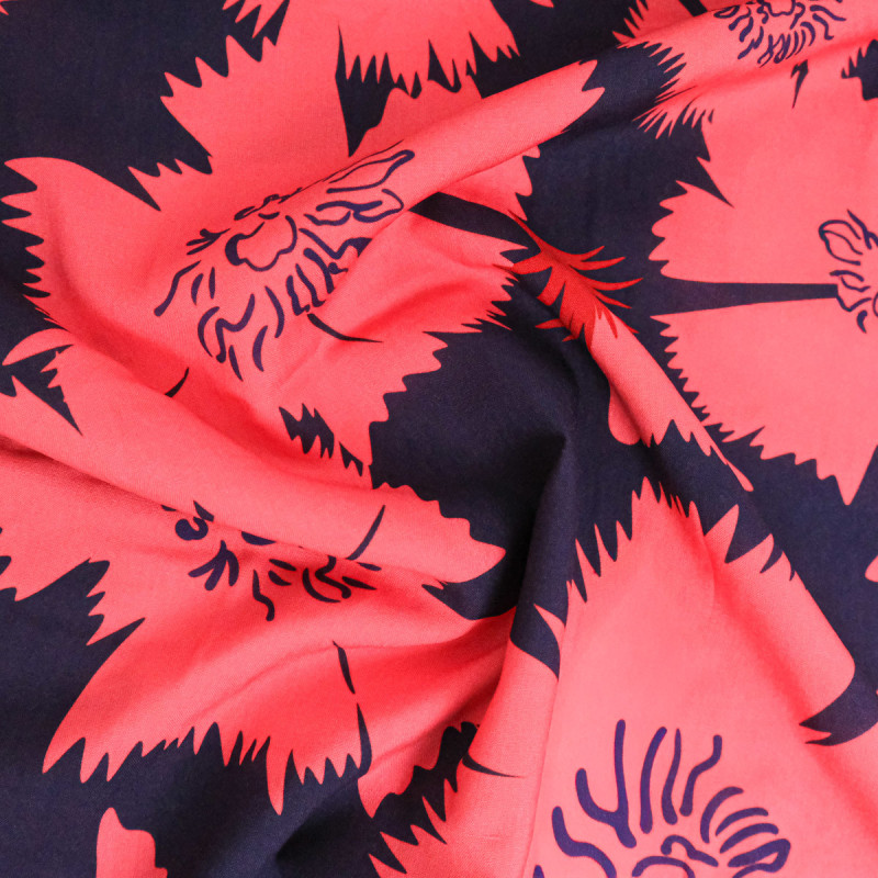 Popeline de Viscose Imprimée Tallia Prune - Maison Klem