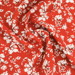 Popeline de Viscose Imprimée Clothilde Terracotta - Maison Klem