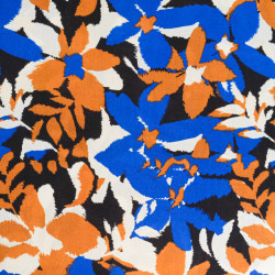 Popeline de Viscose Imprimée Alessia Bleu Camel - Maison Klem