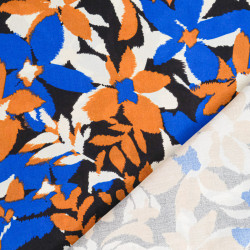 Popeline de Viscose Imprimée Alessia Bleu Camel - Maison Klem