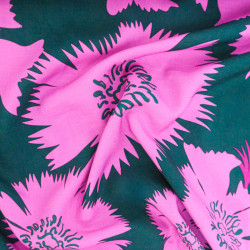 Popeline de Viscose Imprimée Dana Vert Orchidée - Maison Klem