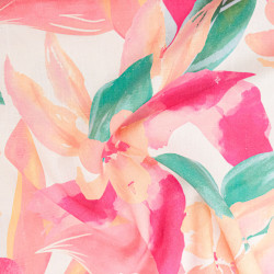 Viscose Lin Imprimé Bouquet Rose Pétale - Maison Klem