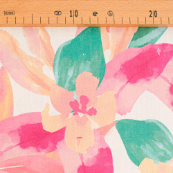 Viscose Lin Imprimé Bouquet Rose Pétale - Maison Klem