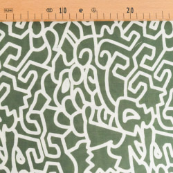 Viscose Mélangée Imprimé Abstraction Kaki - Maison Klem