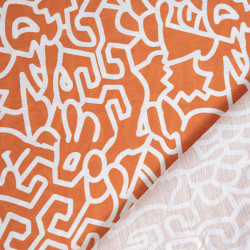 Viscose Mélangée Imprimé Abstraction Terracotta - Maison Klem