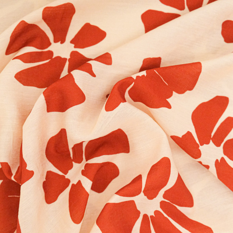 Viscose Mélangée Imprimé Jolia Terracotta  - Maison Klem