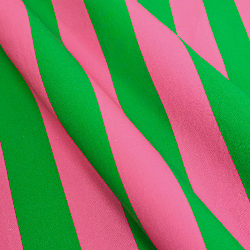 Toile Canvas Rayures Rose et Vert Vif - Maison Klem