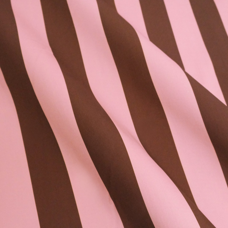 Toile Canvas Rayures Cacao et Rose Tendre - Maison Klem