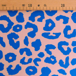 Pink and Blue Leopard-Print Canvas - Maison Klem