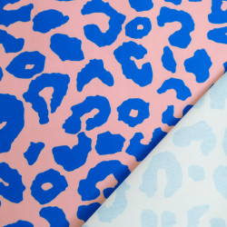 Pink and Blue Leopard-Print Canvas - Maison Klem