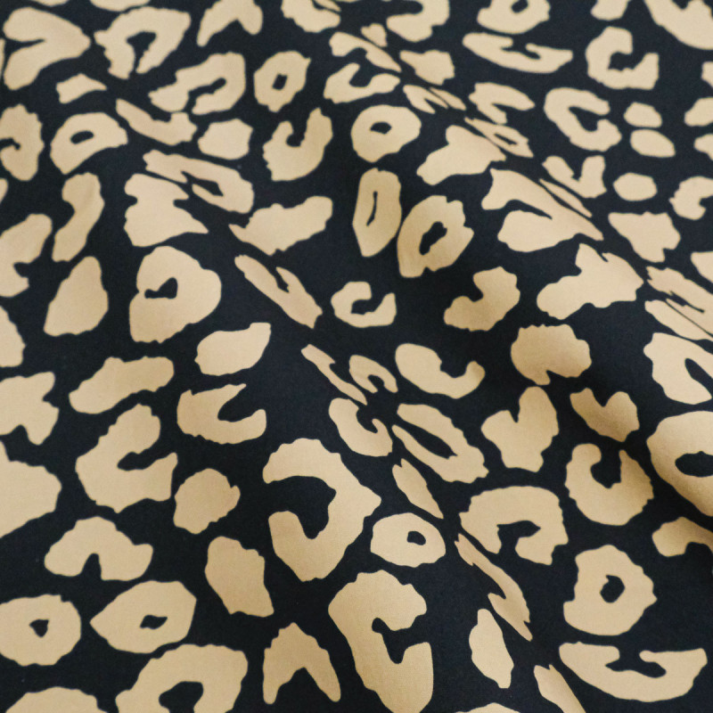 Leopard-Print Canvas with Black and Camel Background - Maison Klem