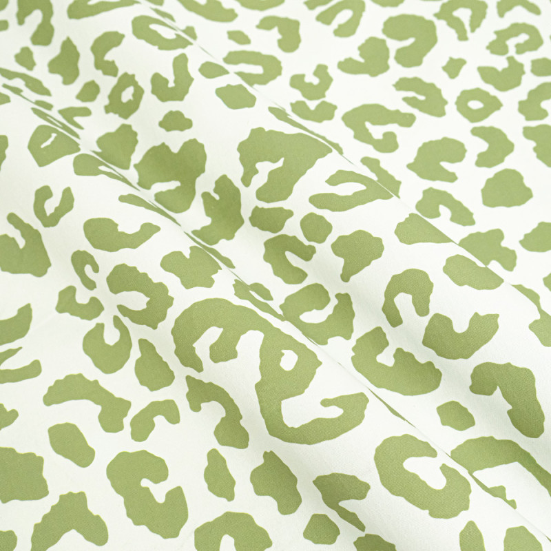 White and Khaki Leopard-Print Canvas - Maison Klem