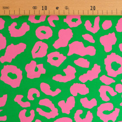 Bright Green and Pink Leopard-Print Canvas - Maison Klem