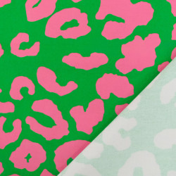 Bright Green and Pink Leopard-Print Canvas - Maison Klem