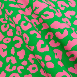 Bright Green and Pink Leopard-Print Canvas - Maison Klem