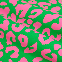 Bright Green and Pink Leopard-Print Canvas - Maison Klem