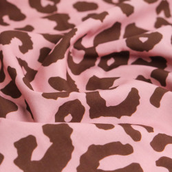 Viscose Poplin with "Savane Rose Cacao" Print - Maison Klem