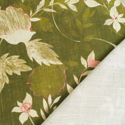 Printed Linen Viscose Natural Green - Maison Klem