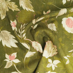 Printed Linen Viscose Natural Green - Maison Klem