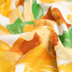 Viscose Lin Imprimé Bouquet Ocre Vert - Maison Klem