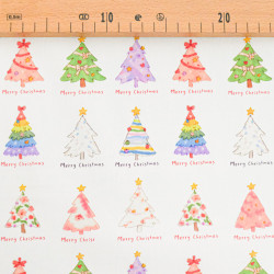 Multicolored Christmas Tree Print Poplin - Maison Klem