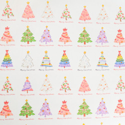 Multicolored Christmas Tree Print Poplin - Maison Klem