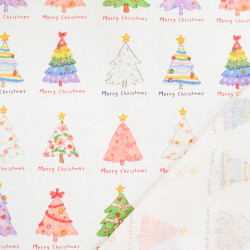 Multicolor Christmas Tree Print Poplin - Maison Klem